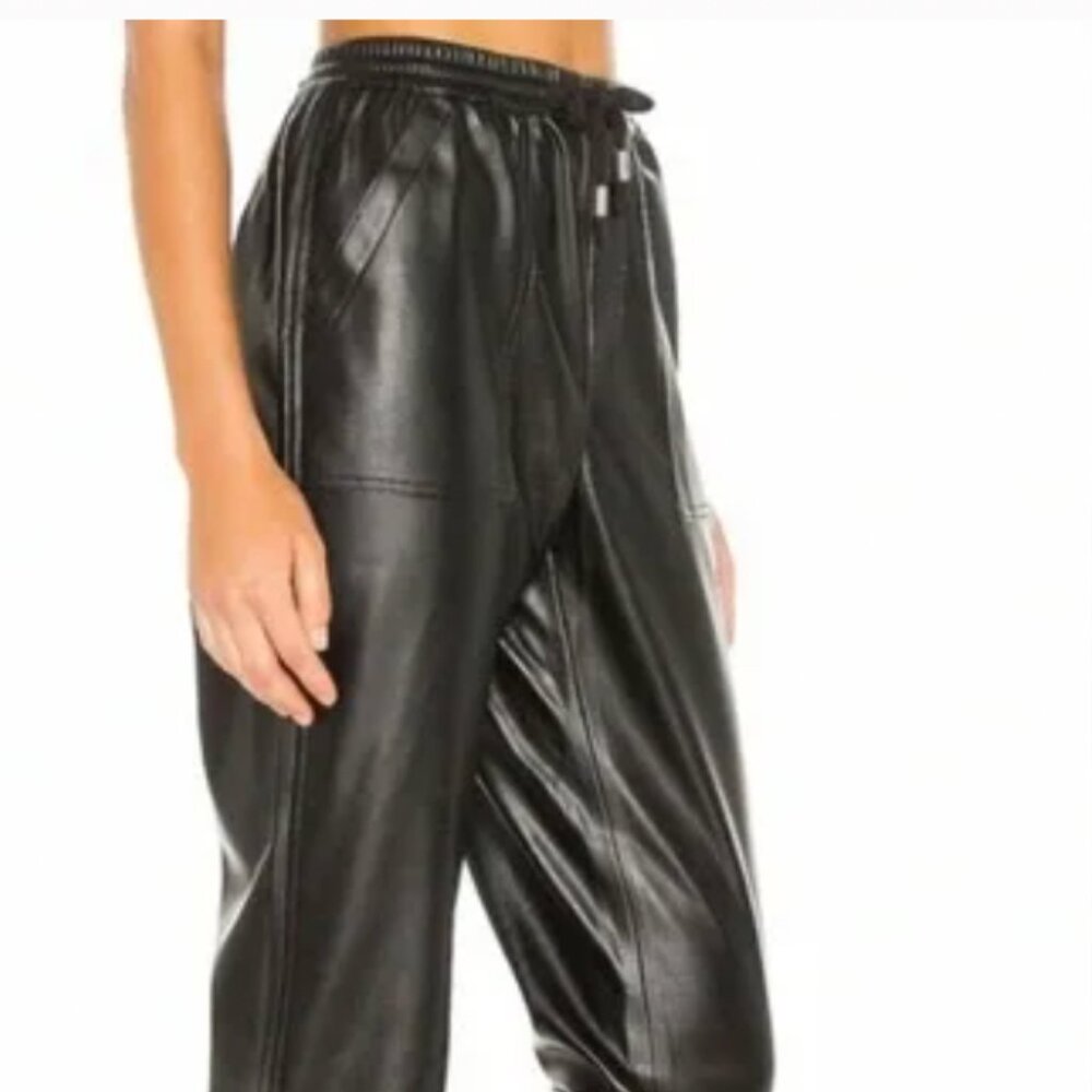 Blank NYC Black Vegan Leather Ankle Jogger